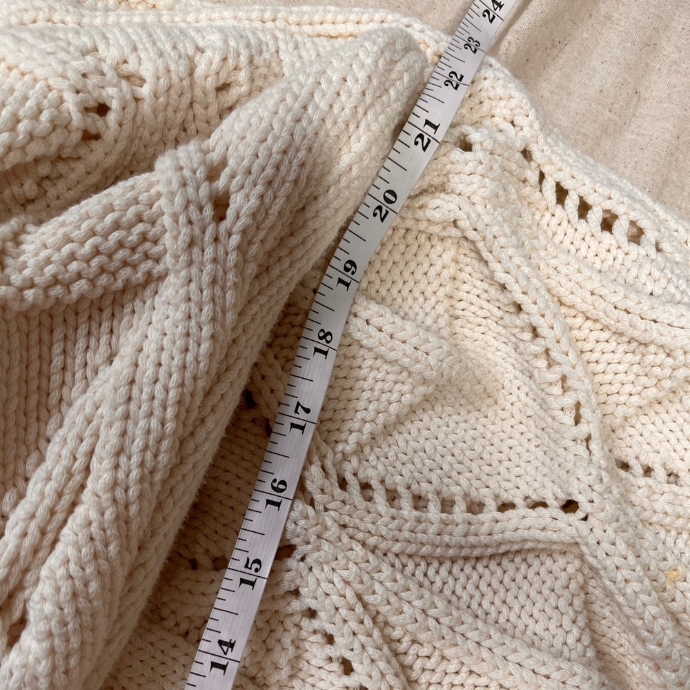 Zara Diamond Knit Cardigan Chunky Slouchy Oversized Neutral Cream Sweater S - Picture 9 of 12